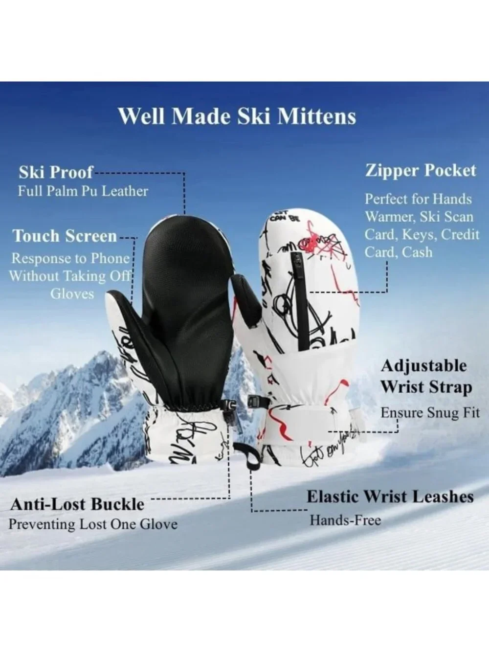Waterproof Ski Mittens & Gloves for Women, Men & Youth - Winter Cold Weather